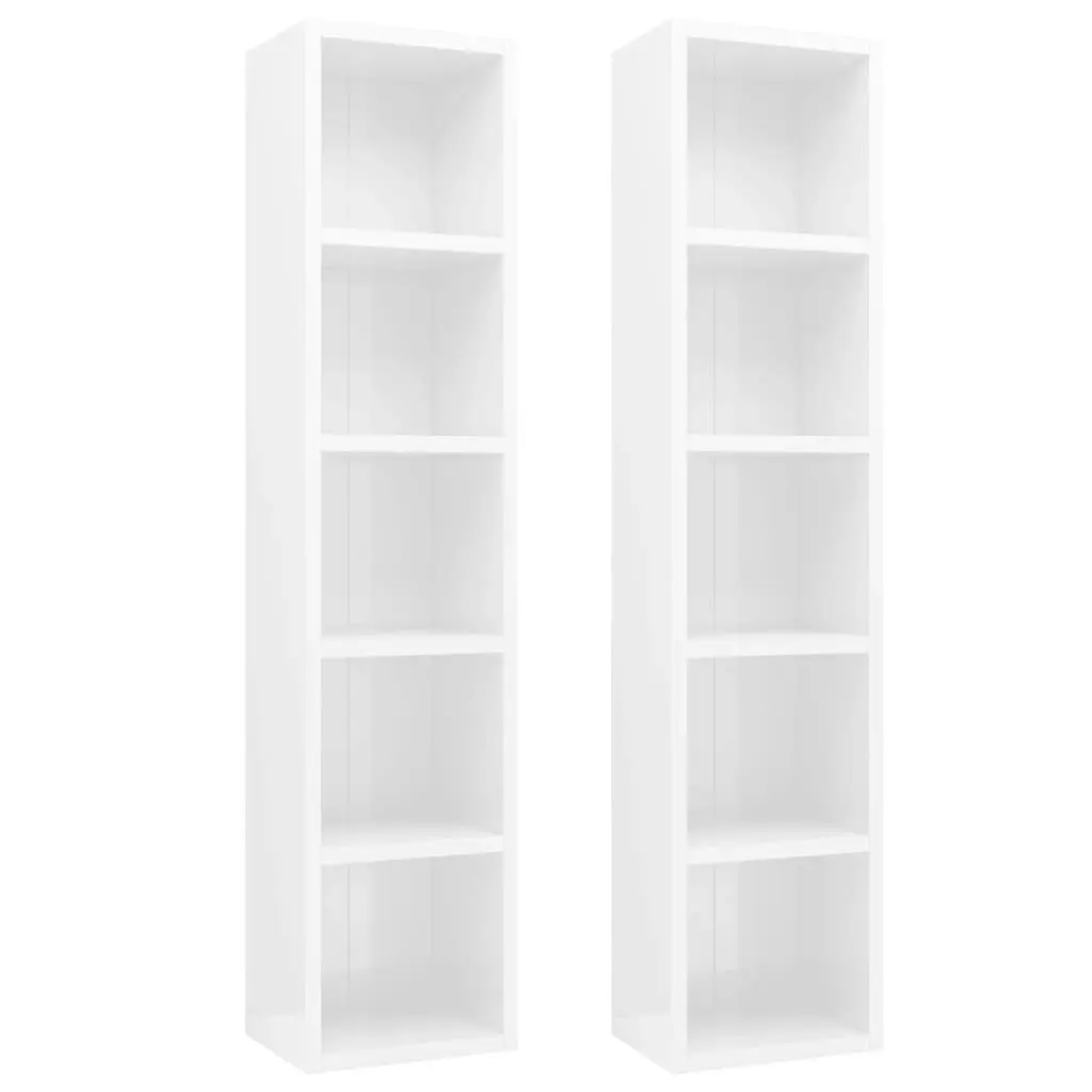 CD Cabinets 2 pcs High Gloss White 21x16x93.5 cm Engineered Wood 802702