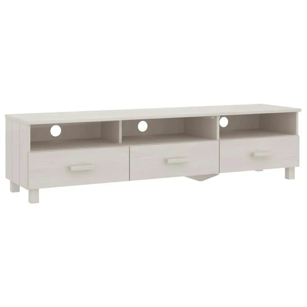 TV Cabinet "HAMAR" White 158x40x40 cm Solid Wood Pine 340473