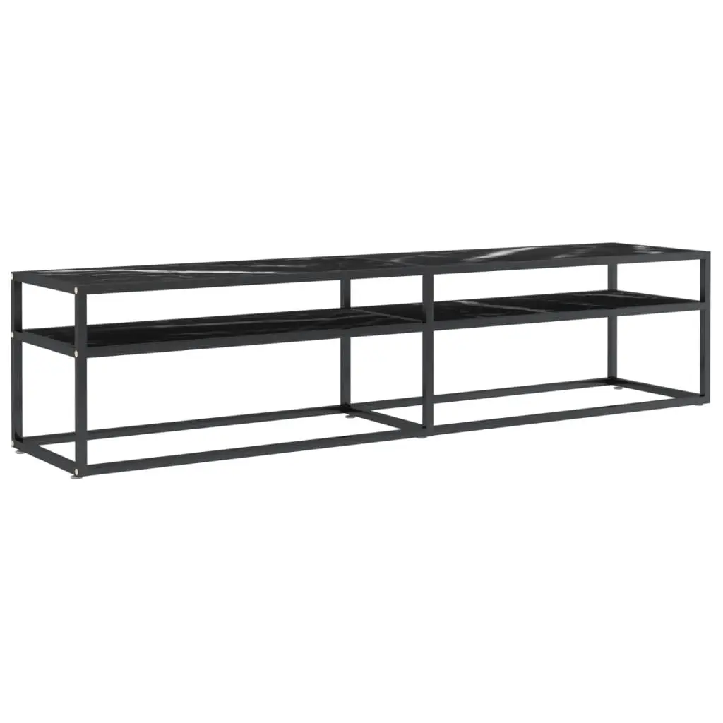 TV Cabinet Black Marble 180x40x40.5 cm Tempered Glass 331725