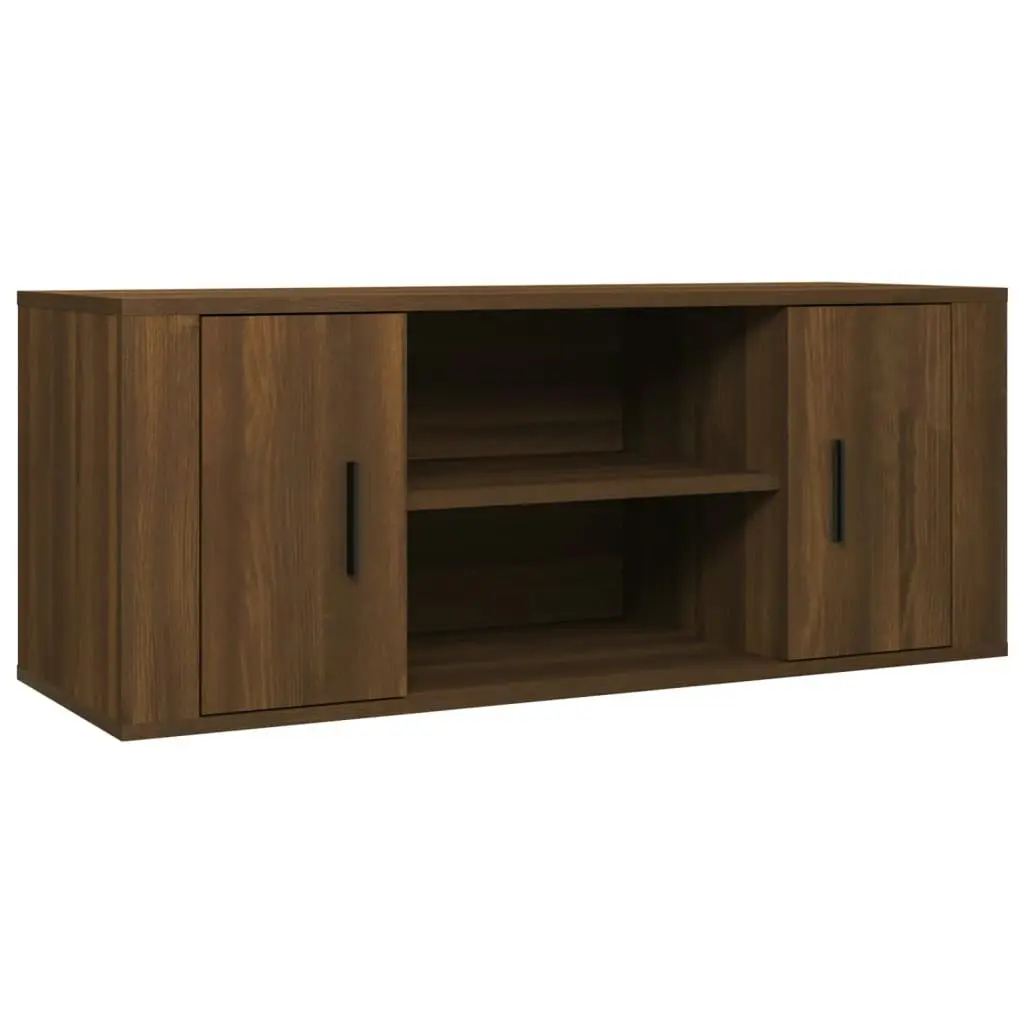 TV Cabinet Brown Oak 100x35x40 cm Engineered Wood 823098