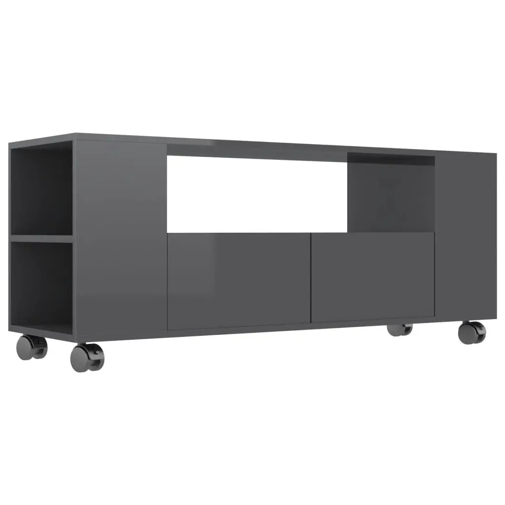 TV Cabinet High Gloss Grey 120x35x48 cm Engineered Wood 801354