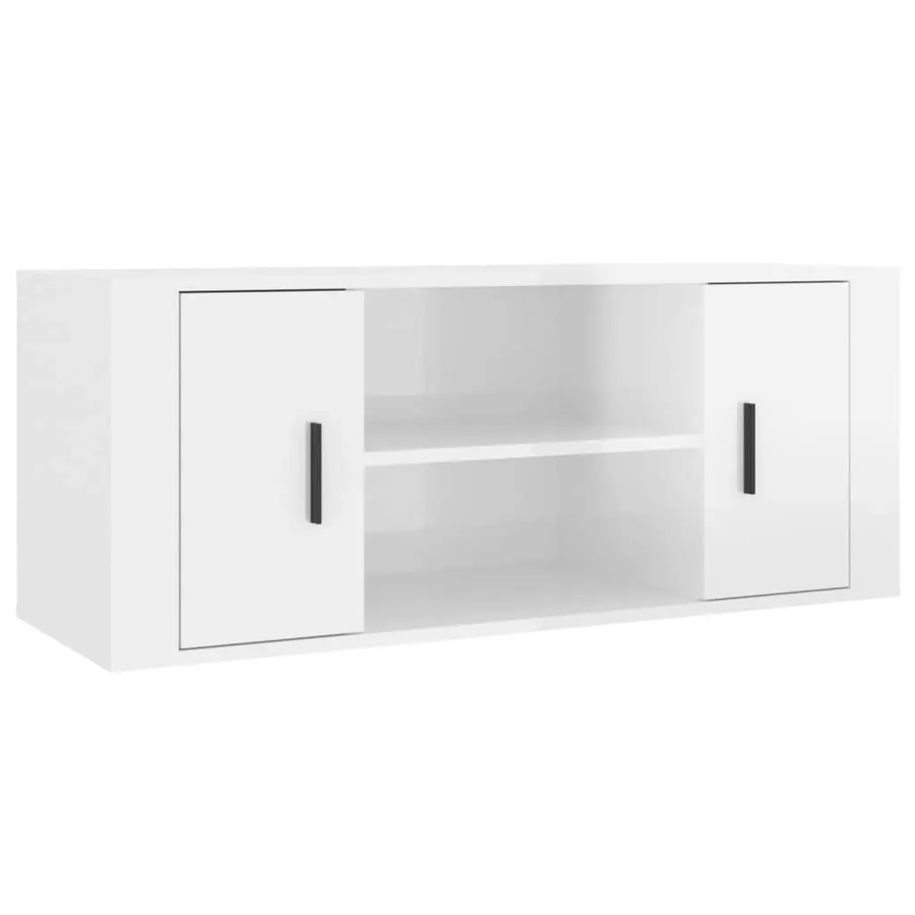 TV Cabinet High Gloss White 100x35x40 cm Engineered Wood 823093