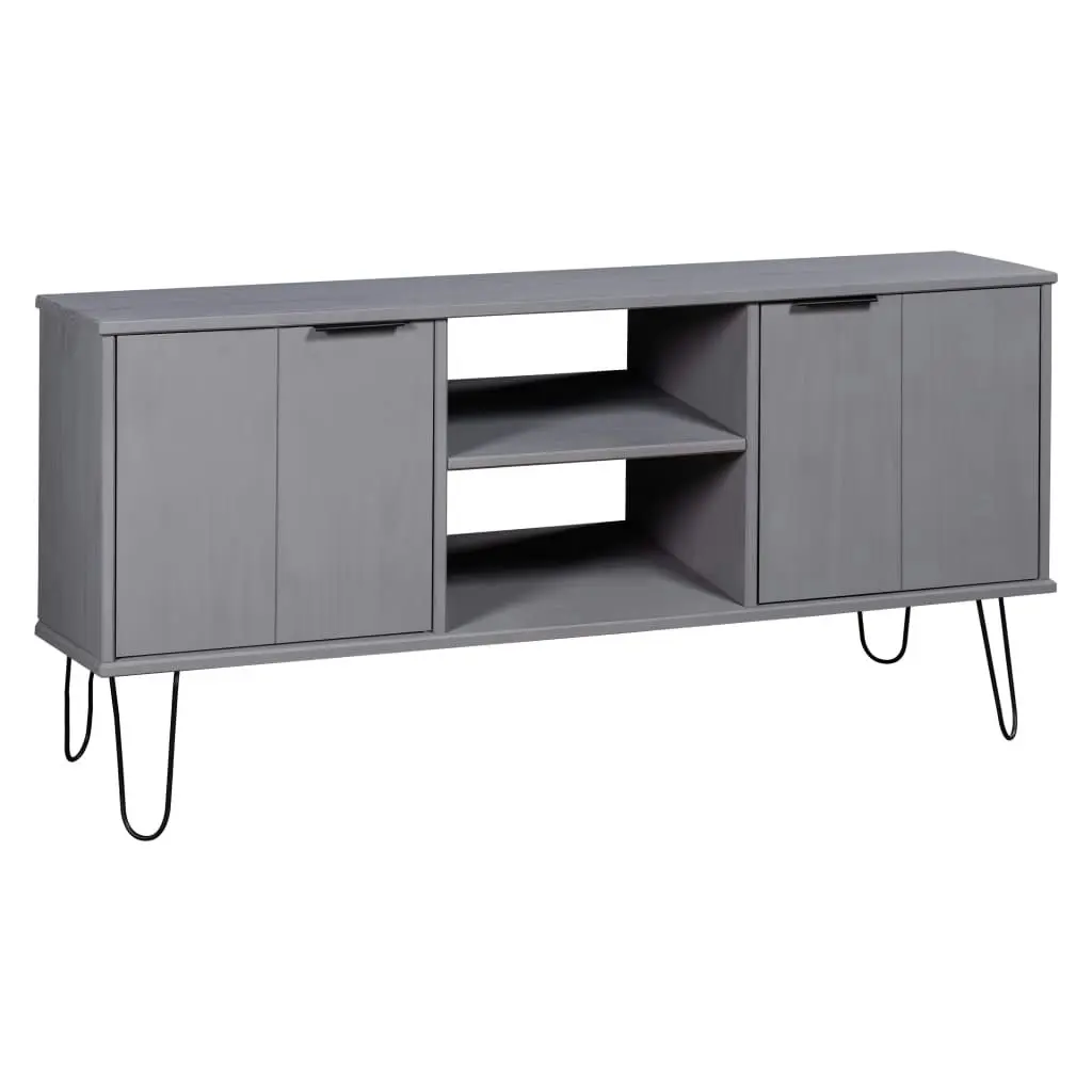 TV Cabinet "New York" Grey Solid Pine Wood 321146