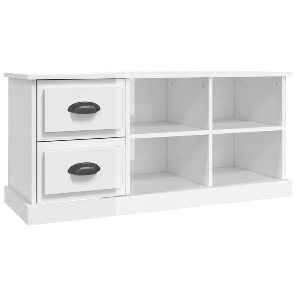 TV Cabinet High Gloss White 102x35.5x47.5 cm Engineered Wood 816178