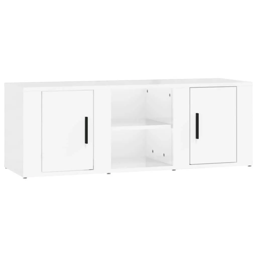 TV Cabinet High Gloss White 100x31.5x35 cm Engineered Wood 819430