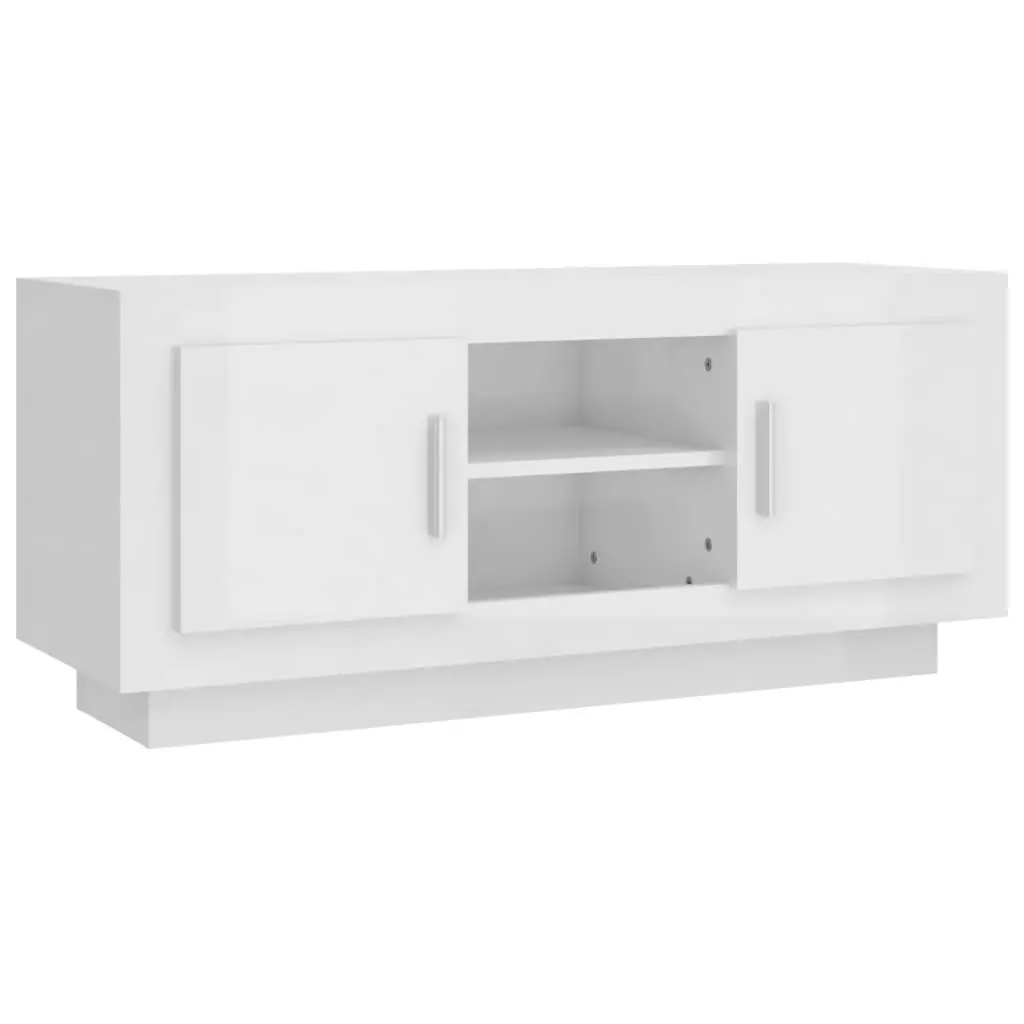 TV Cabinet High Gloss White 102x35x45 cm Engineered Wood 811796