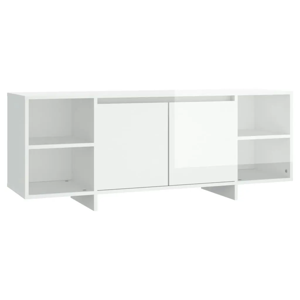 TV Cabinet High Gloss White 130x35x50 cm Engineered Wood 809590