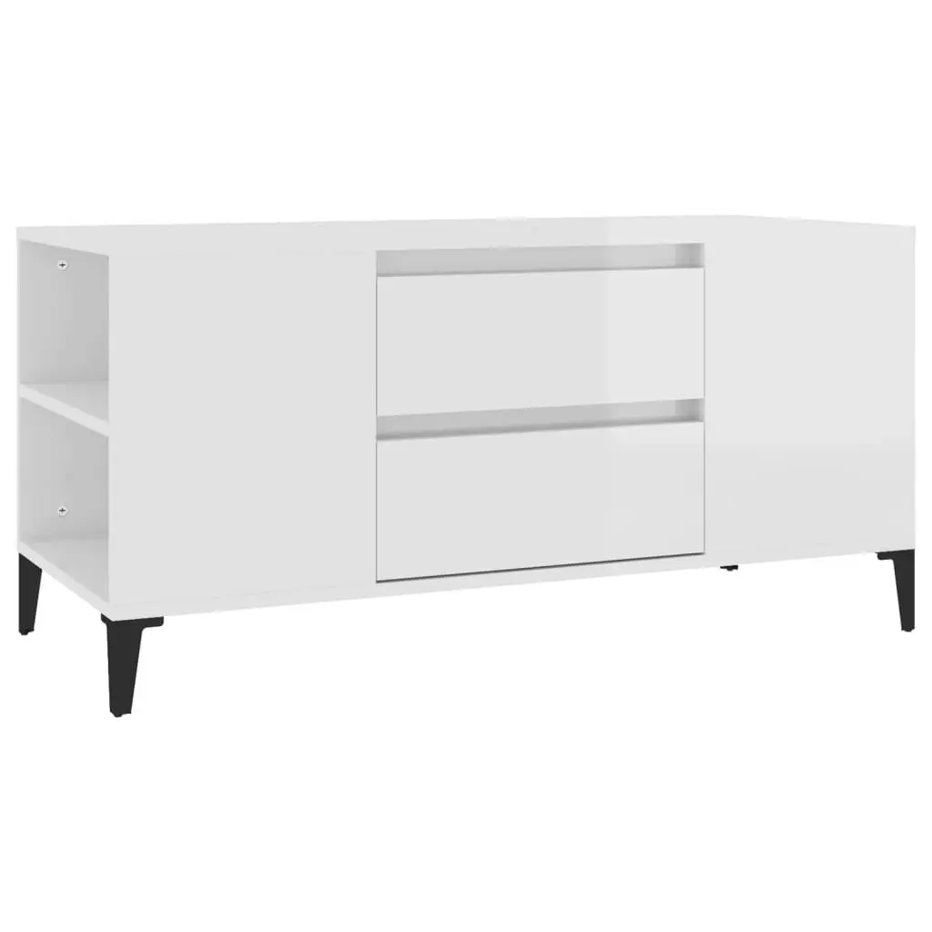 TV Cabinet High Gloss White 102x44.5x50 cm Engineered Wood 819606