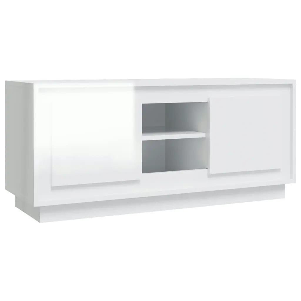 TV Cabinet High Gloss White 102x35x45 cm Engineered Wood 819862