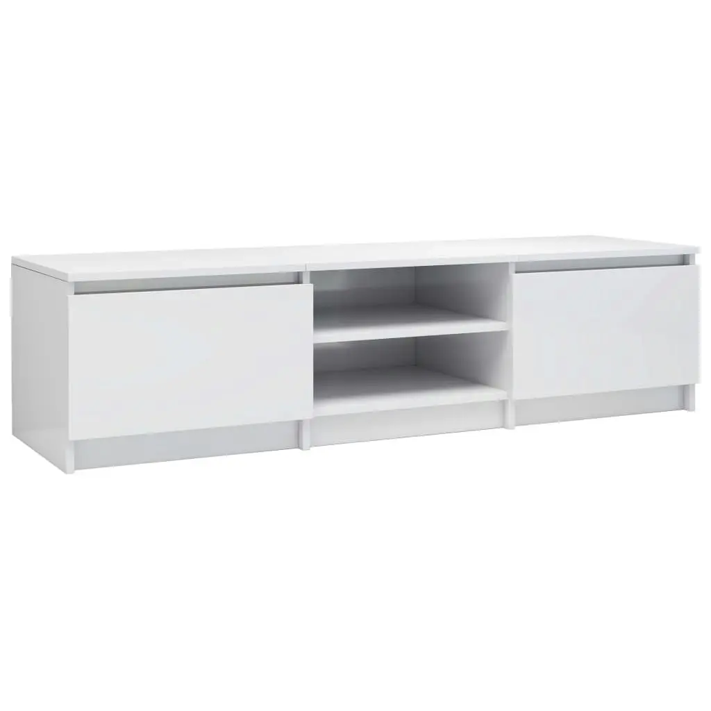 TV Cabinet High Gloss White 140x40x35.5 cm Engineered Wood 800654