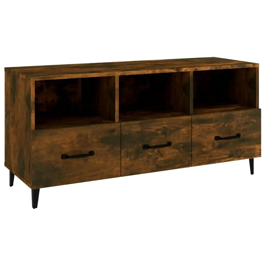 TV Cabinet Smoked Oak 102x35x50 cm Engineered Wood 817498