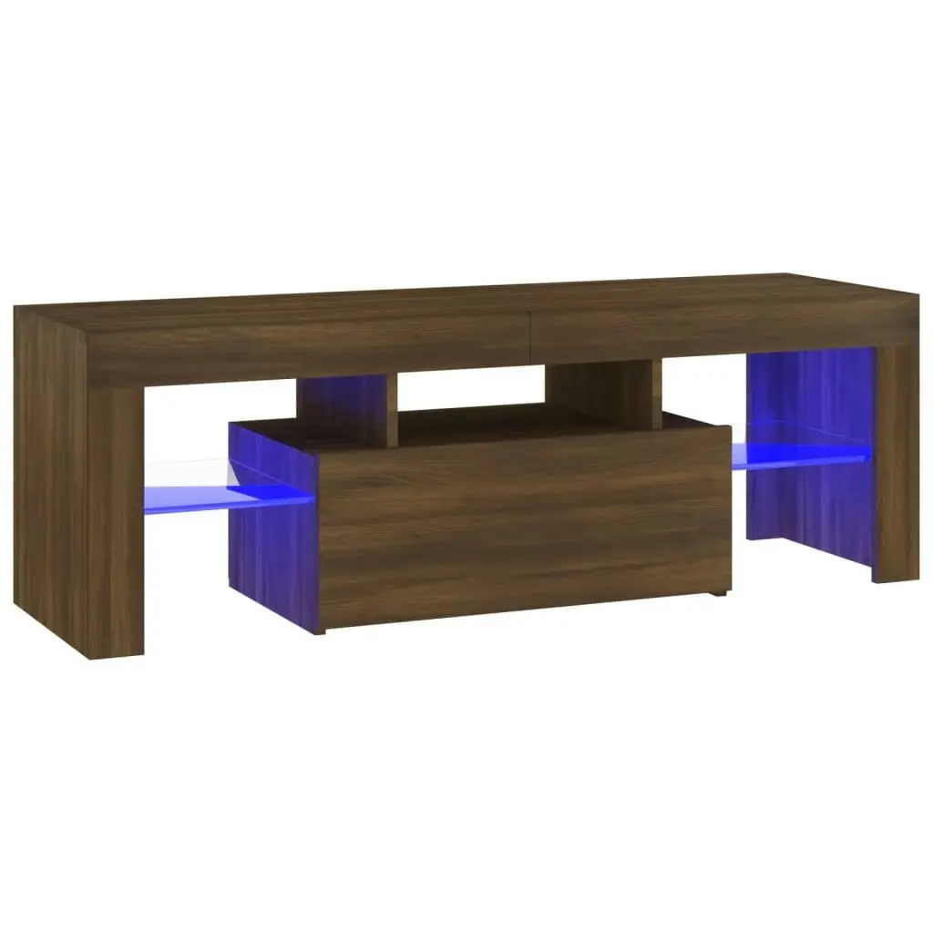 TV Cabinet with LED Lights Brown Oak 120x35x40 cm 815668