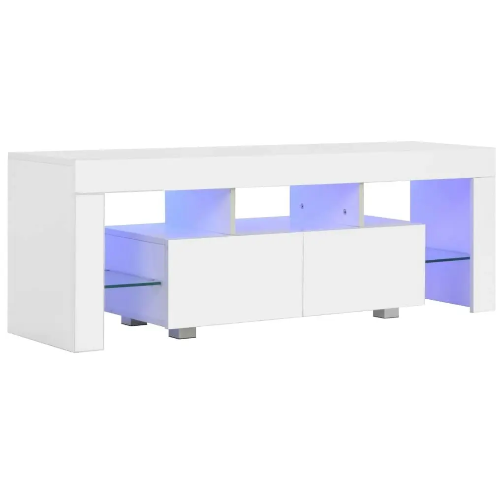 TV Cabinet with LED Lights High Gloss White 130x35x45 cm 283734