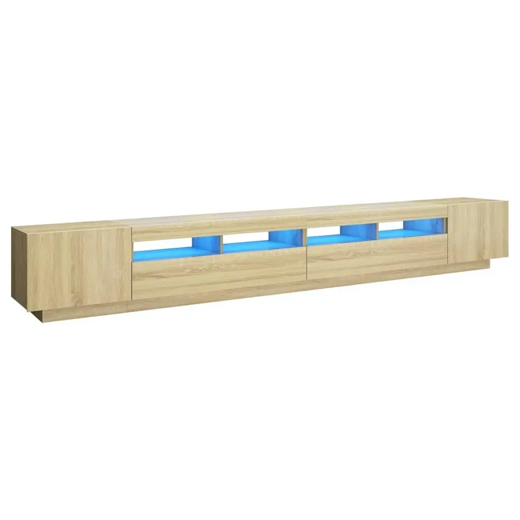 TV Cabinet with LED Lights Sonoma Oak 300x35x40 cm 3081927