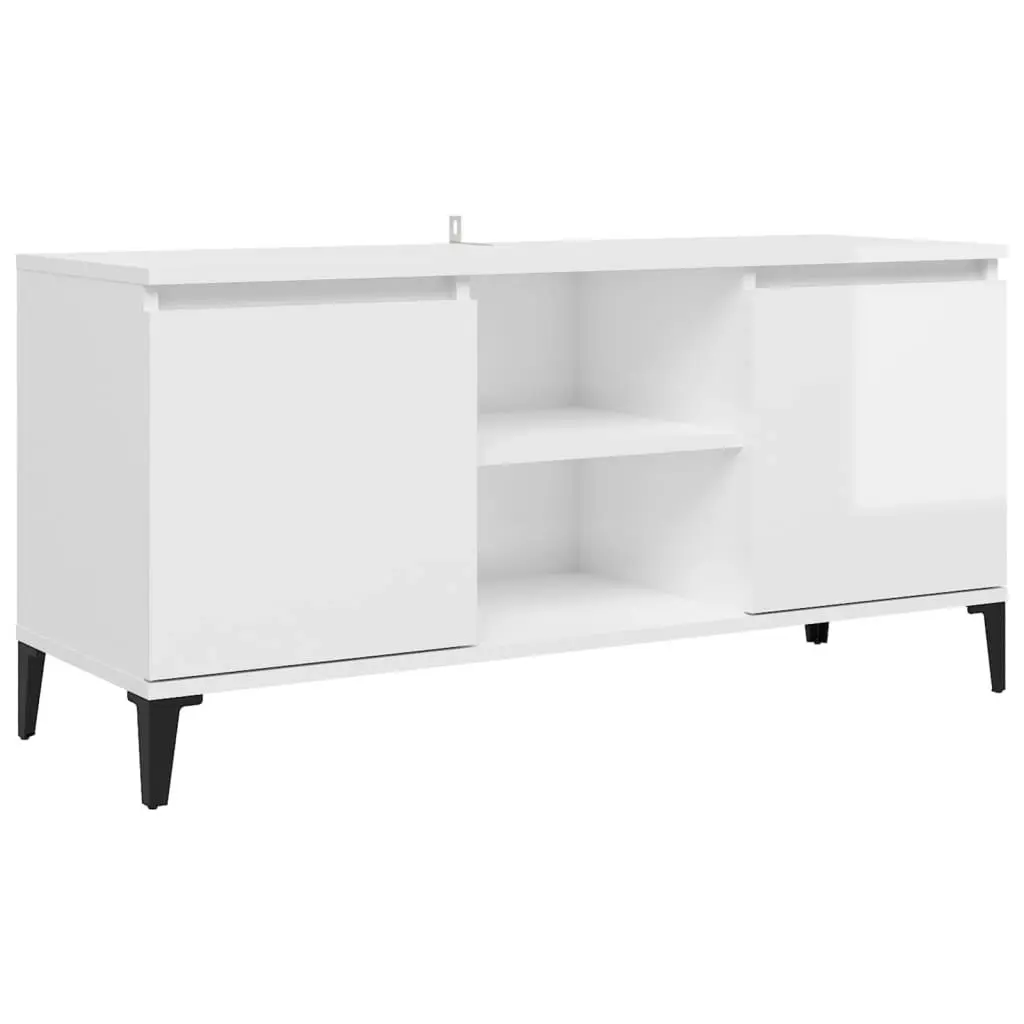 TV Cabinet with Metal Legs High Gloss White 103.5x35x50 cm 805974