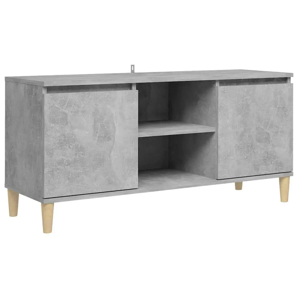 TV Cabinet with Solid Wood Legs Concrete Grey 103.5x35x50 cm 805963