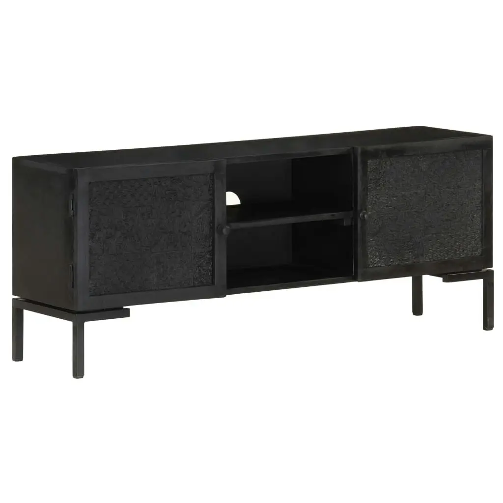 TV Cabinet Black 115x30x46 cm Solid Mango Wood 323577