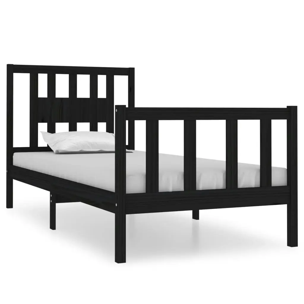 Bed Frame without Mattress Black 90x190 cm Solid Wood 3104097