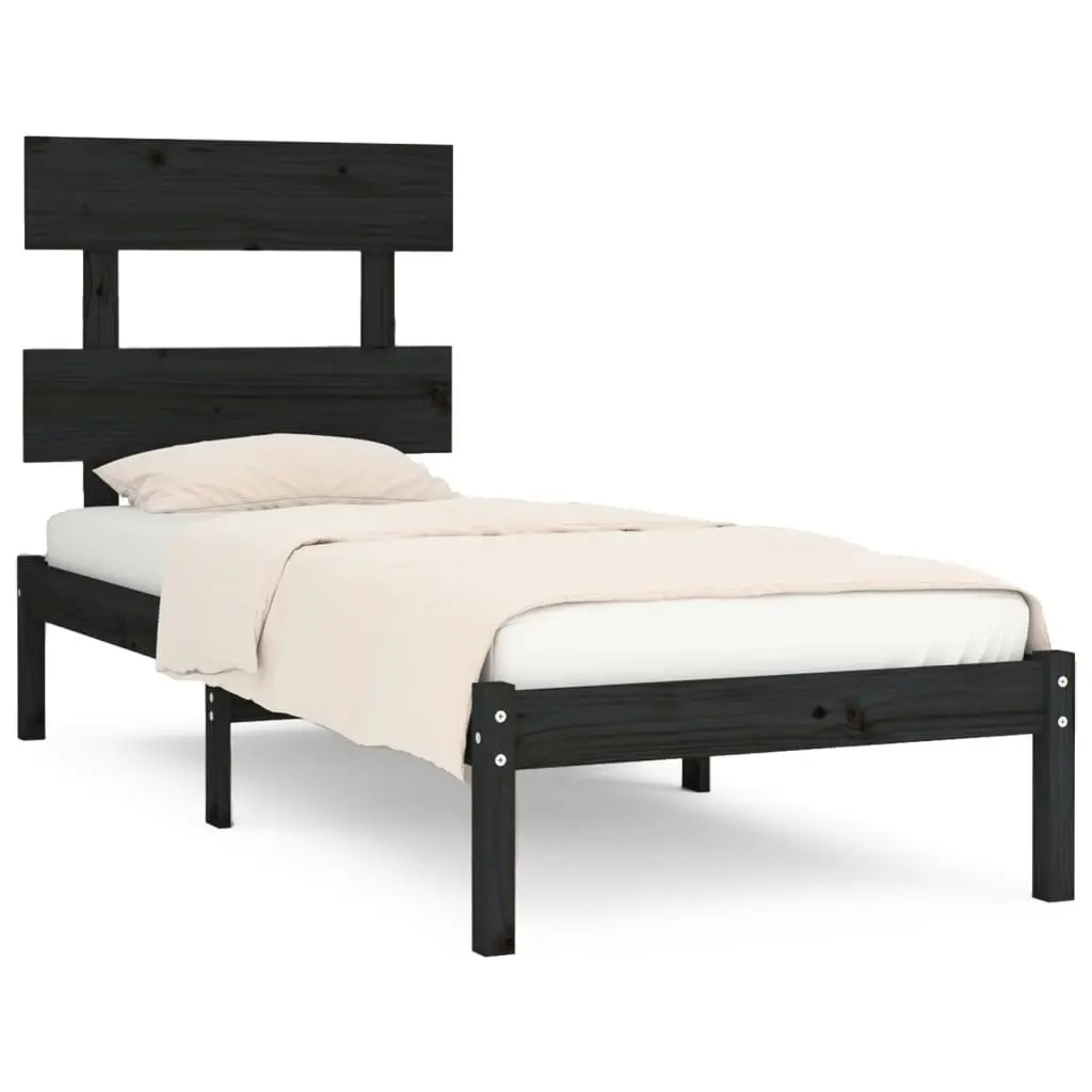 Bed Frame without Mattress Black 90x190 cm Solid Wood 3104642