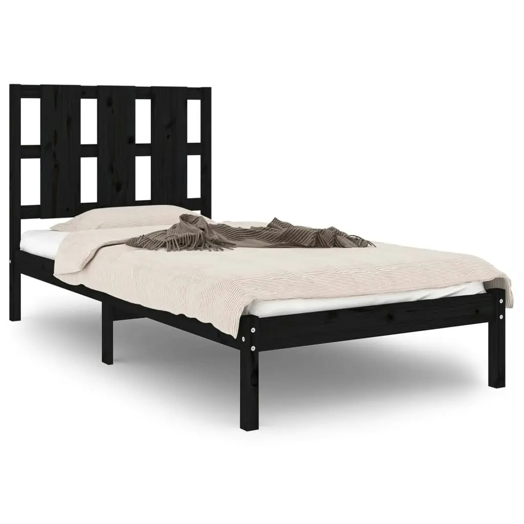 Bed Frame without Mattress Black 90x190 cm Solid Wood 3105569