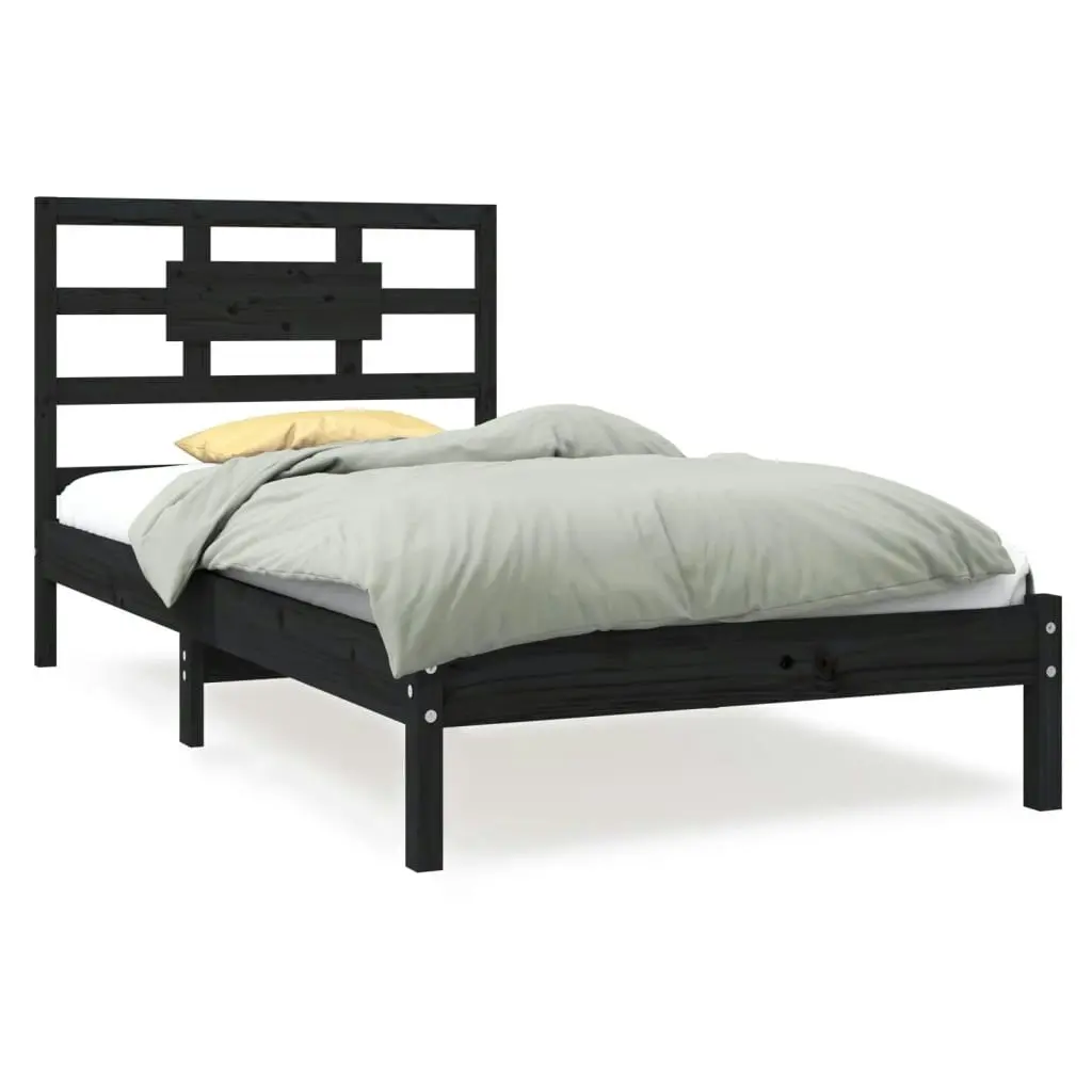 Bed Frame without Mattress Black 90x190 cm Solid Wood 3105634