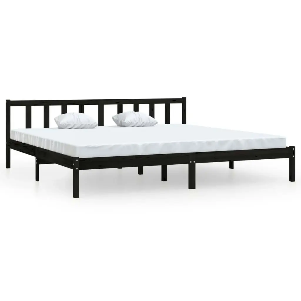 Bed Frame without Mattress Black Solid Wood 183x203 cm King 810101