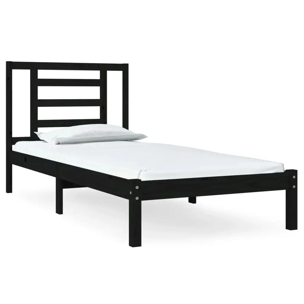 Bed Frame without Mattress Black 90x190 cm Solid Wood Pine 3104317