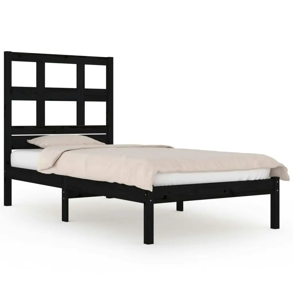 Bed Frame without Mattress Black 90x190 cm Solid Wood Pine 3104447