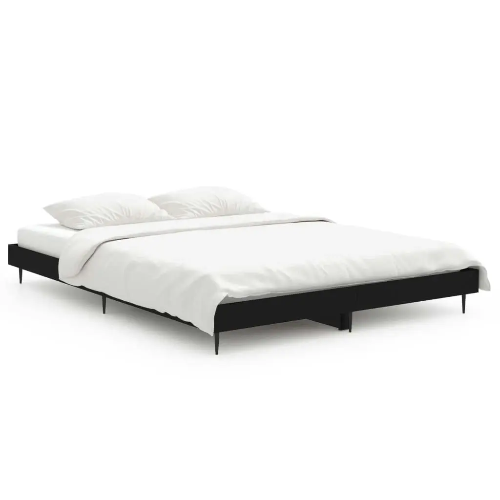 Bed Frame Black 137x187 cm Double Size Engineered Wood 832286