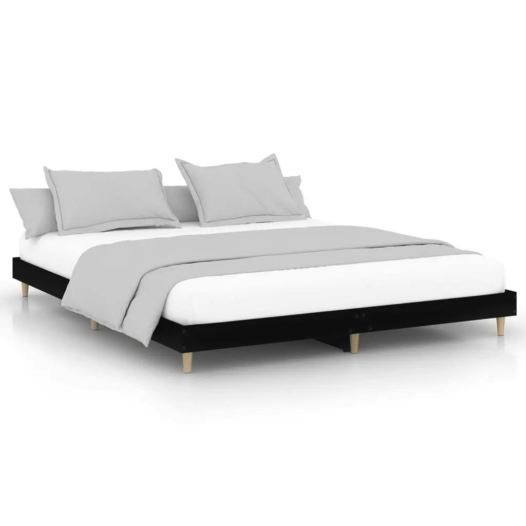 Bed Frame Black 153x203 cm Queen Size Engineered Wood 832030