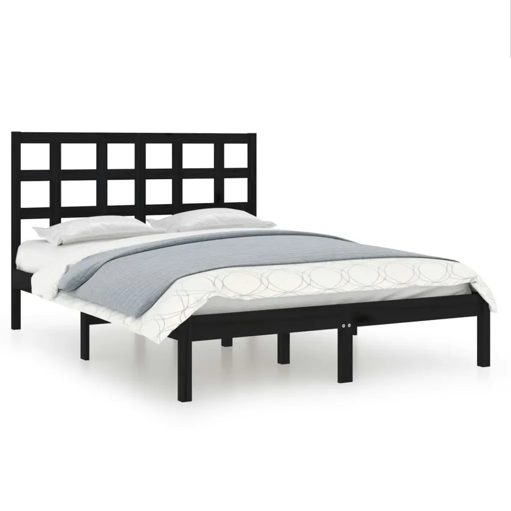 Bed Frame without Mattress Black 135x190 cm Solid Wood 3105449