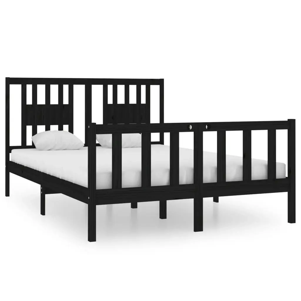 Bed Frame without Mattress Black 135x190 cm Solid Wood 3104107