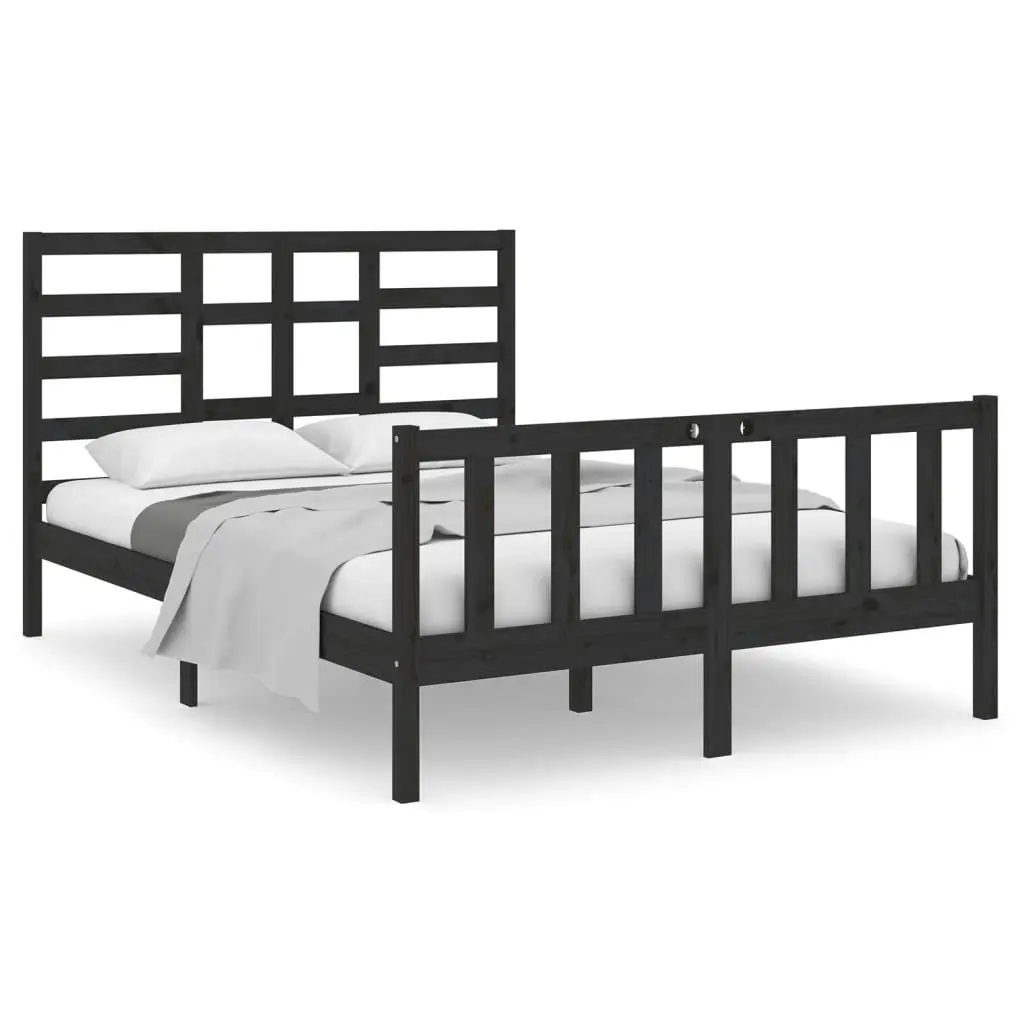 Bed Frame without Mattress Black Solid Wood 135x190 cm 3105904