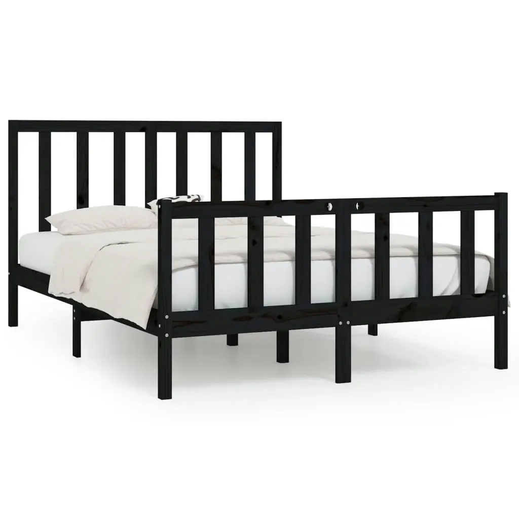 Bed Frame without Mattress Black 150x200 cm Solid Wood 3106842