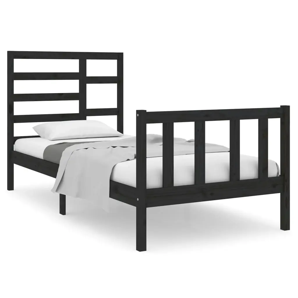 Bed Frame without Mattress Black Solid Wood 90x190 cm 3105894