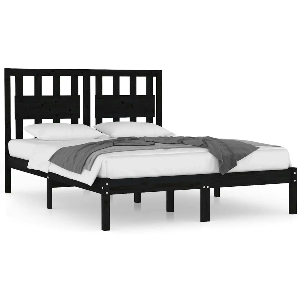 Bed Frame without Mattress Black Solid Wood 135x190 cm 3103912