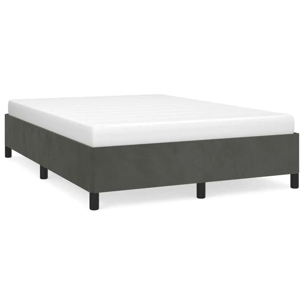 Bed Frame without Mattress Dark Grey 152x203 cm Queen Velvet 347358