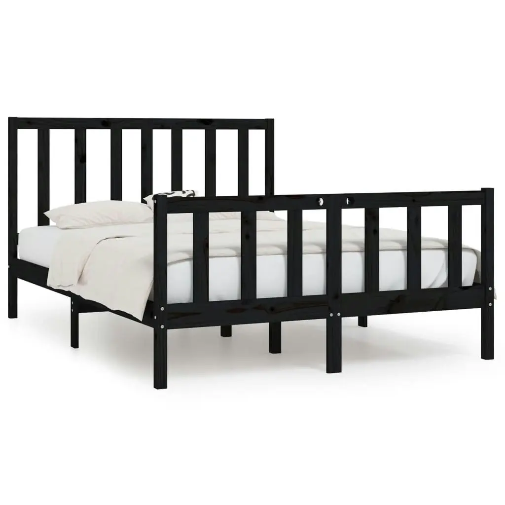 Bed Frame without Mattress Black 135x190 cm Solid Wood 3105204