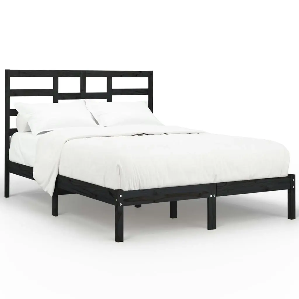 Bed Frame without Mattress Black Solid Wood 135x190 cm 3105774