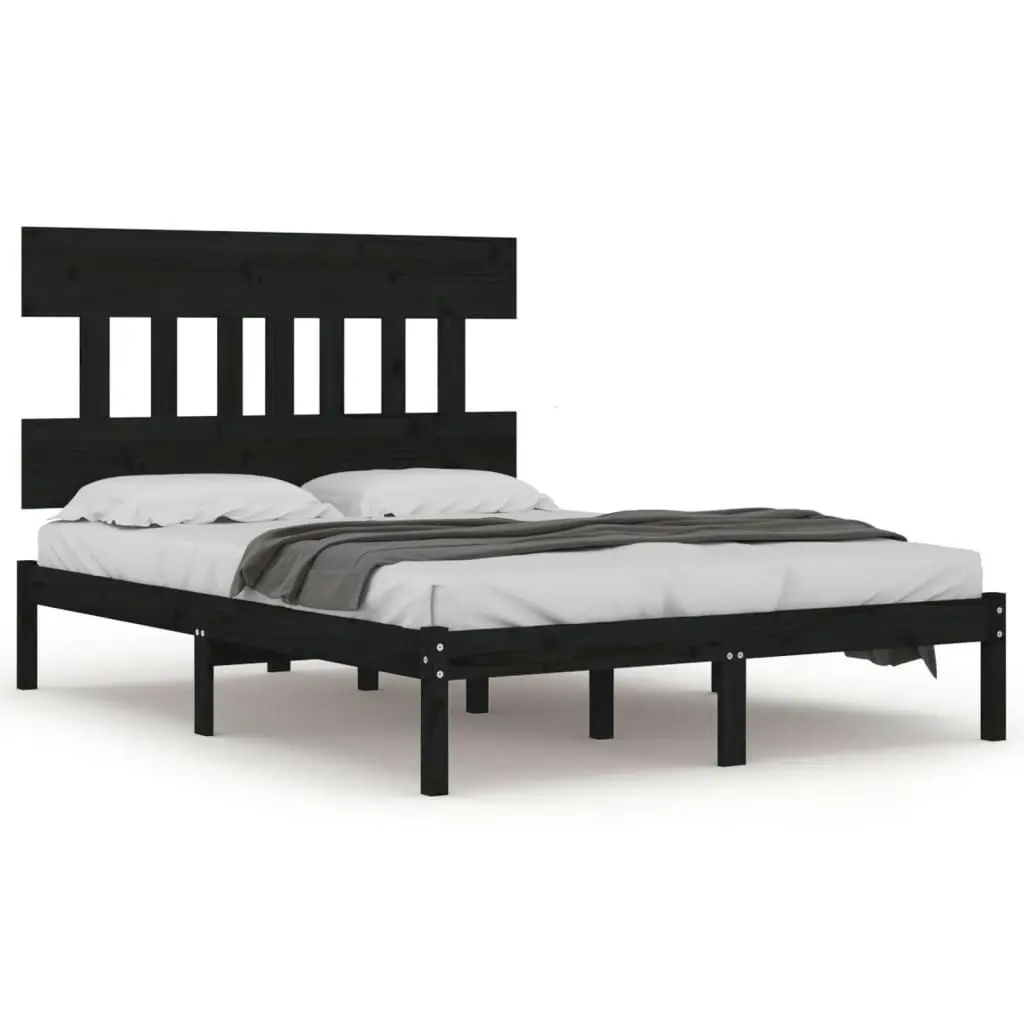 Bed Frame without Mattress Black 150x200 cm Solid Wood 3104747