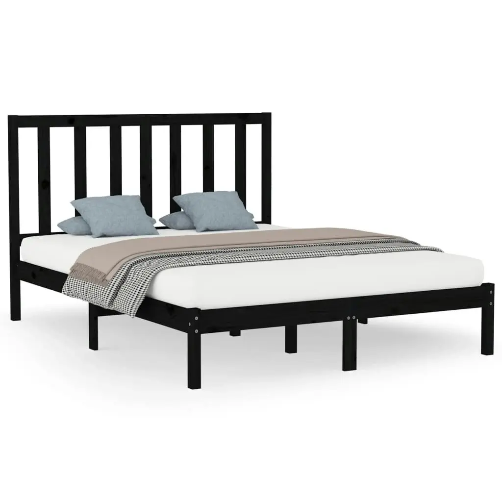 Bed Frame without Mattress Black 150x200 cm Solid Wood 3106777