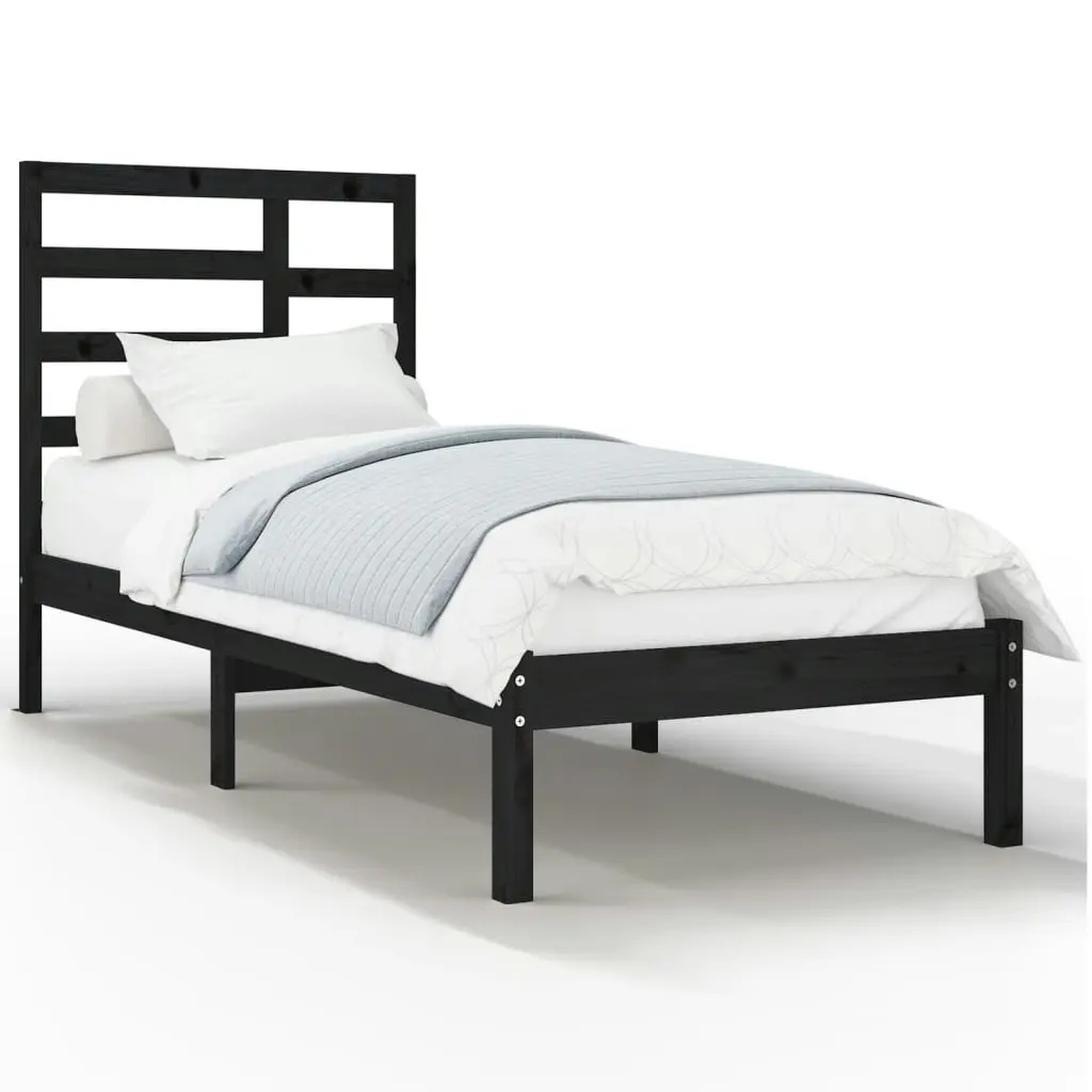 Bed Frame without Mattress Black Solid Wood 90x190 cm 3105764