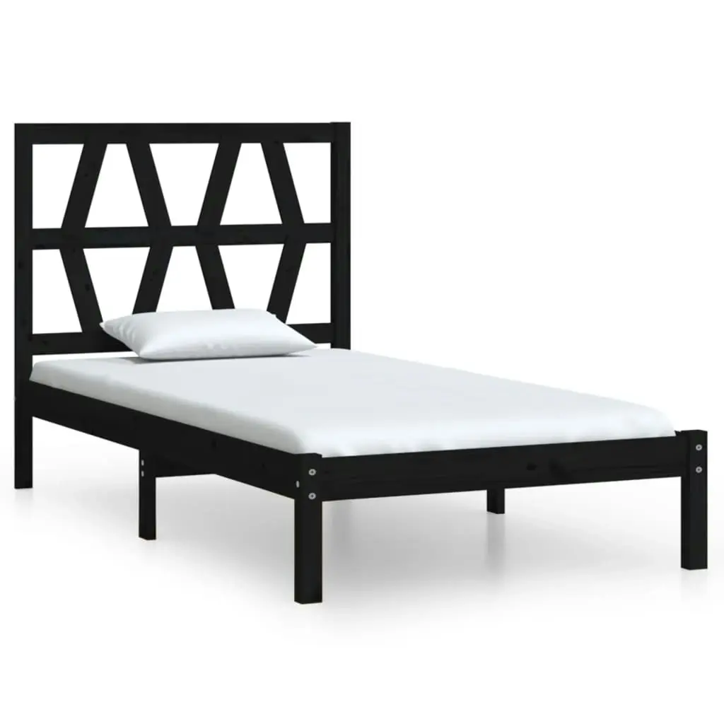 Bed Frame without Mattress Black Solid Wood 90x190 cm 3103967