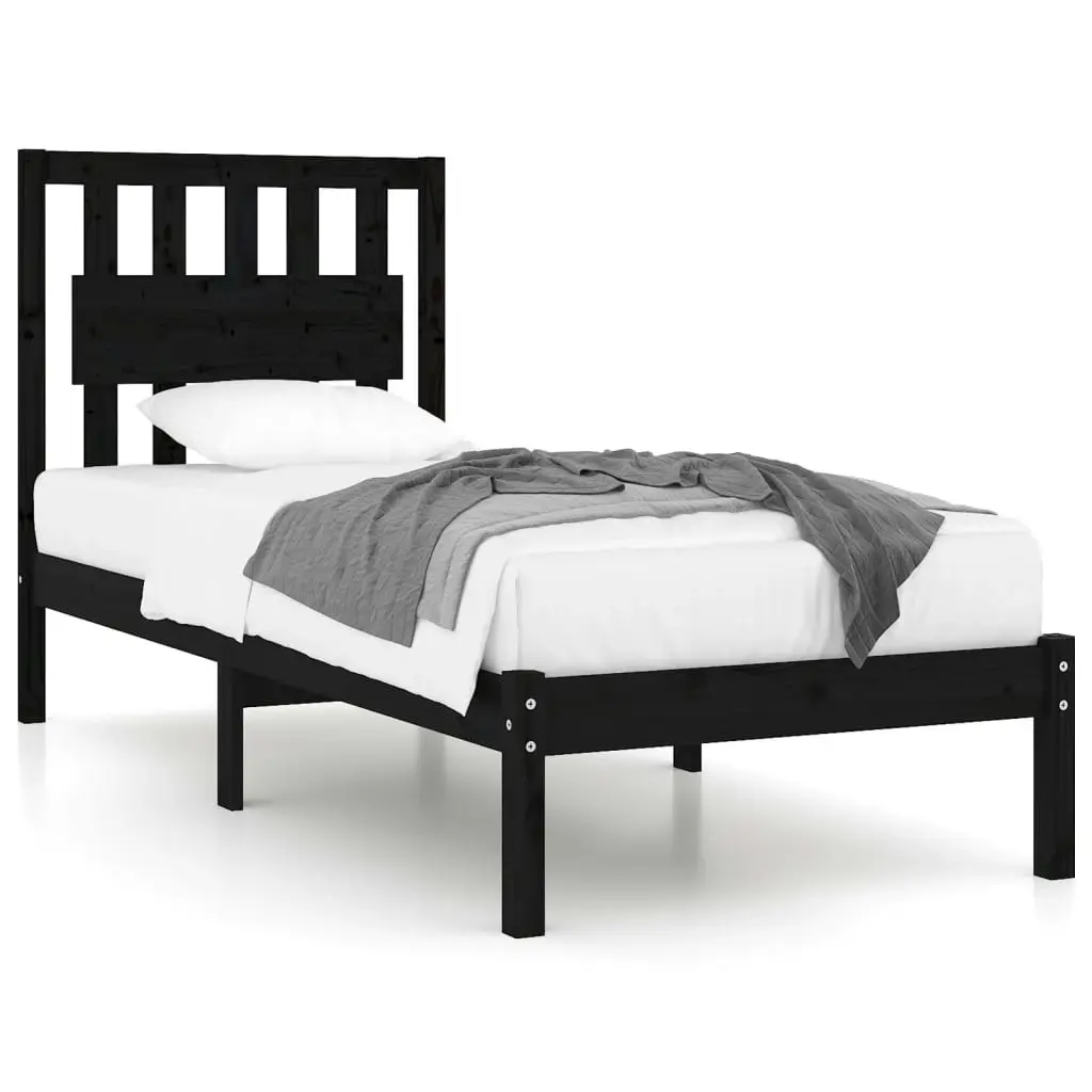 Bed Frame without Mattress Black Solid Wood 90x190 cm 3103902