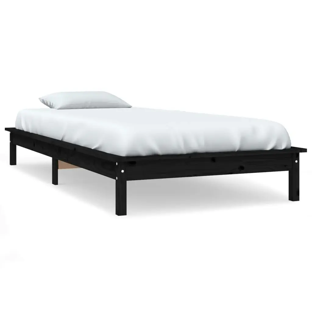 Bed Frame without Mattress Black 90x190 cm Solid Wood 820575