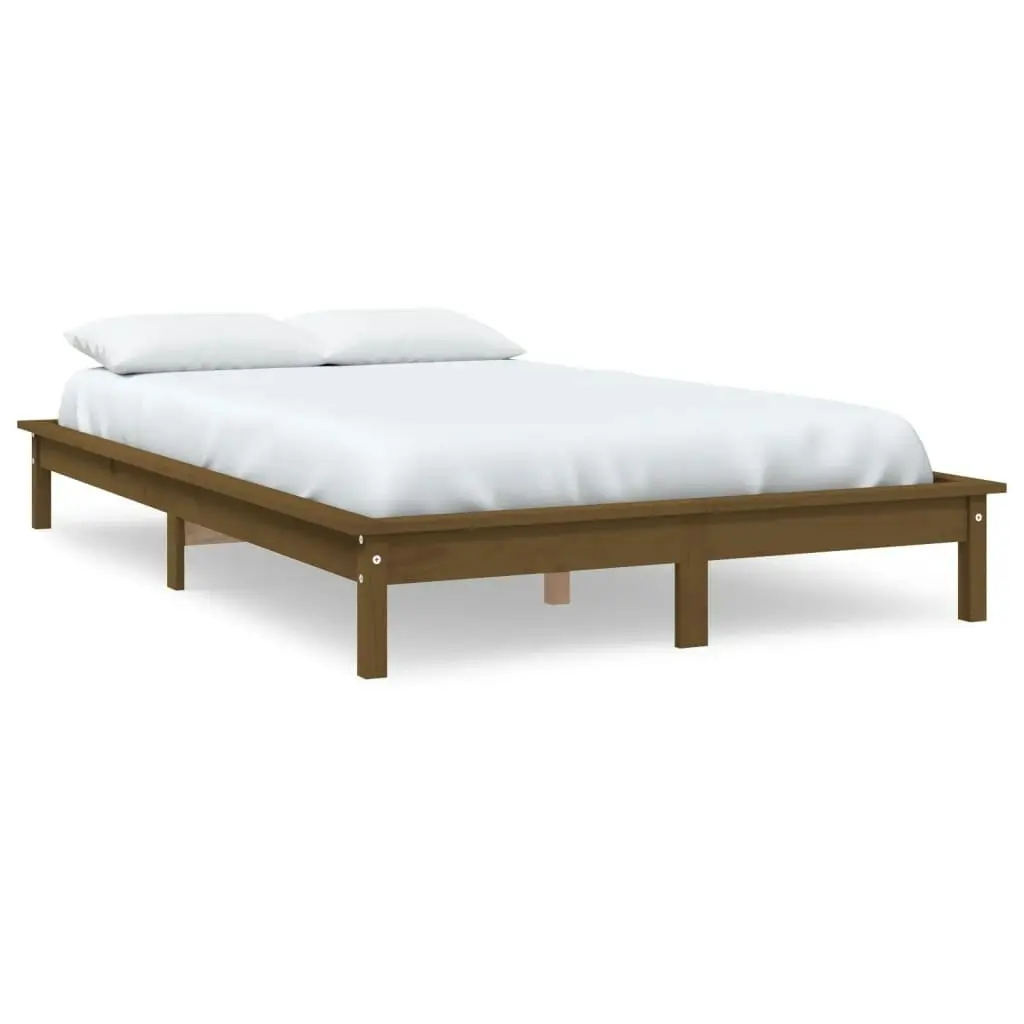 Bed Frame without Mattress Honey Brown 135x190 cm Solid Wood 820584