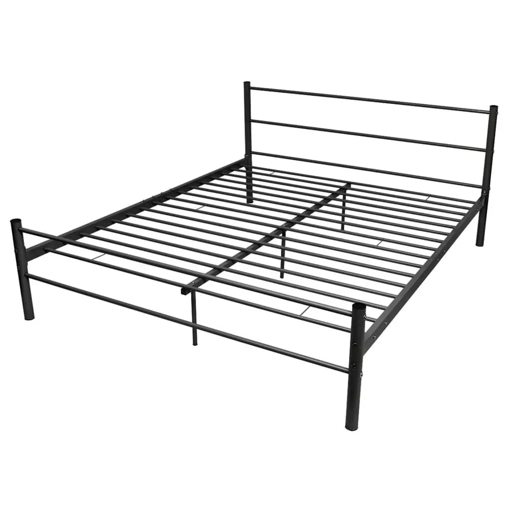 Bed Frame without Mattress Black Metal Queen Size 247488