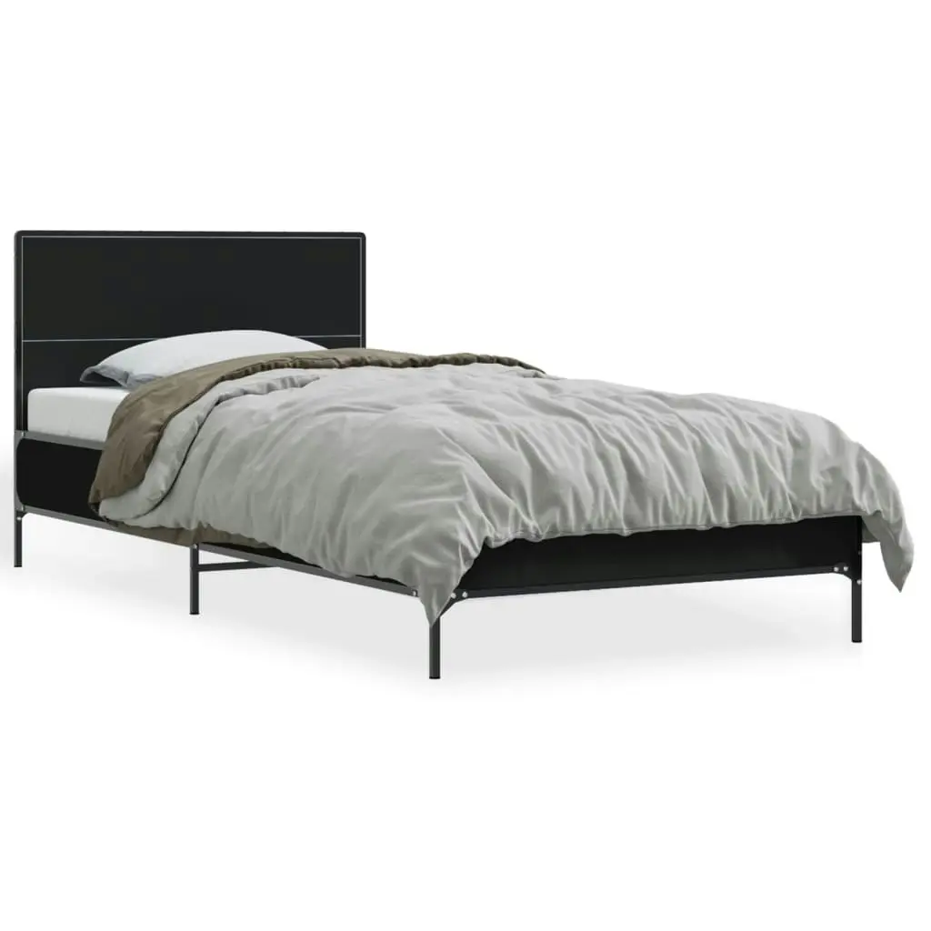 Bed Frame Black 90x190 cm Engineered Wood and Metal 845562