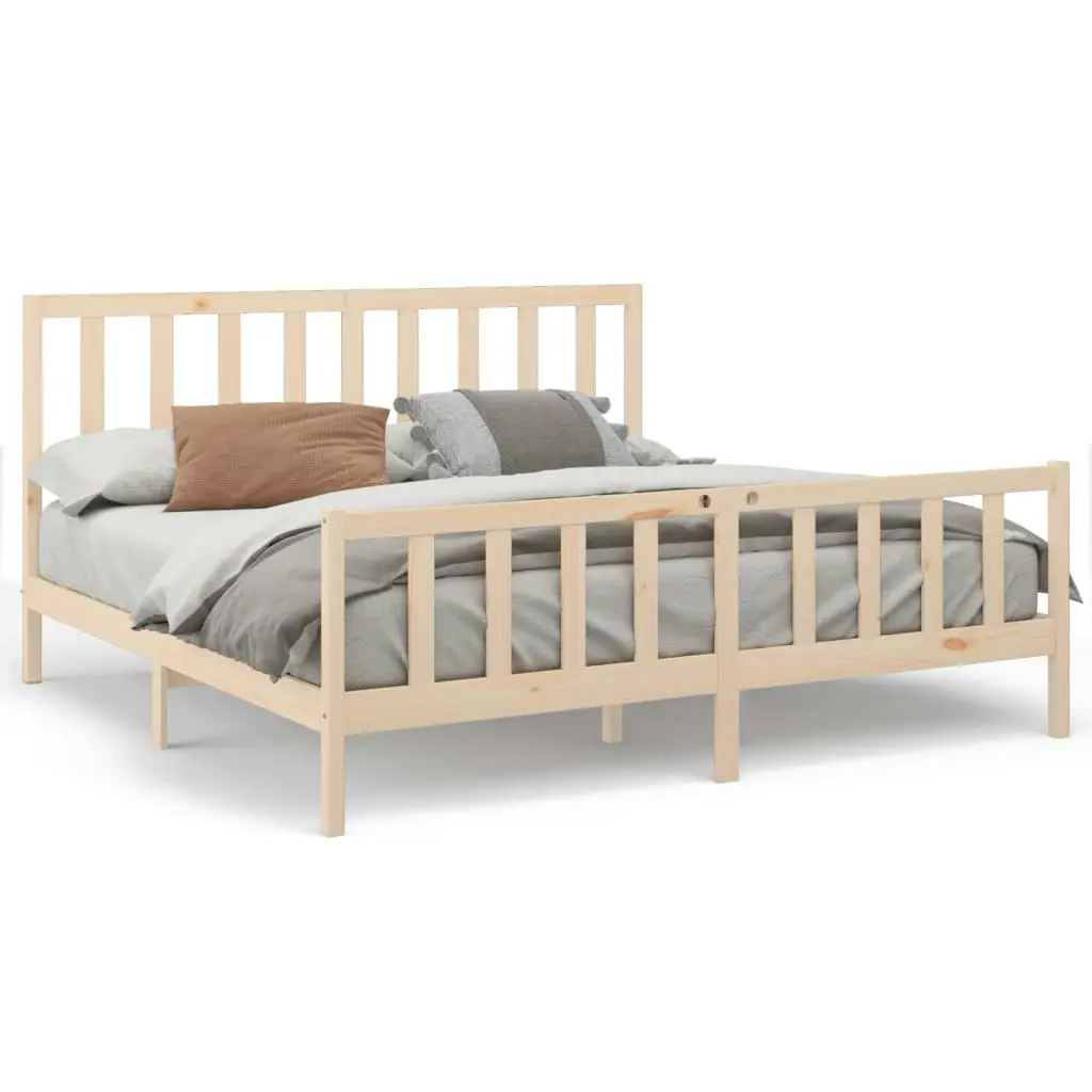 Bed Frame without Mattress 183x203 cm King Solid Wood Pine 3106718