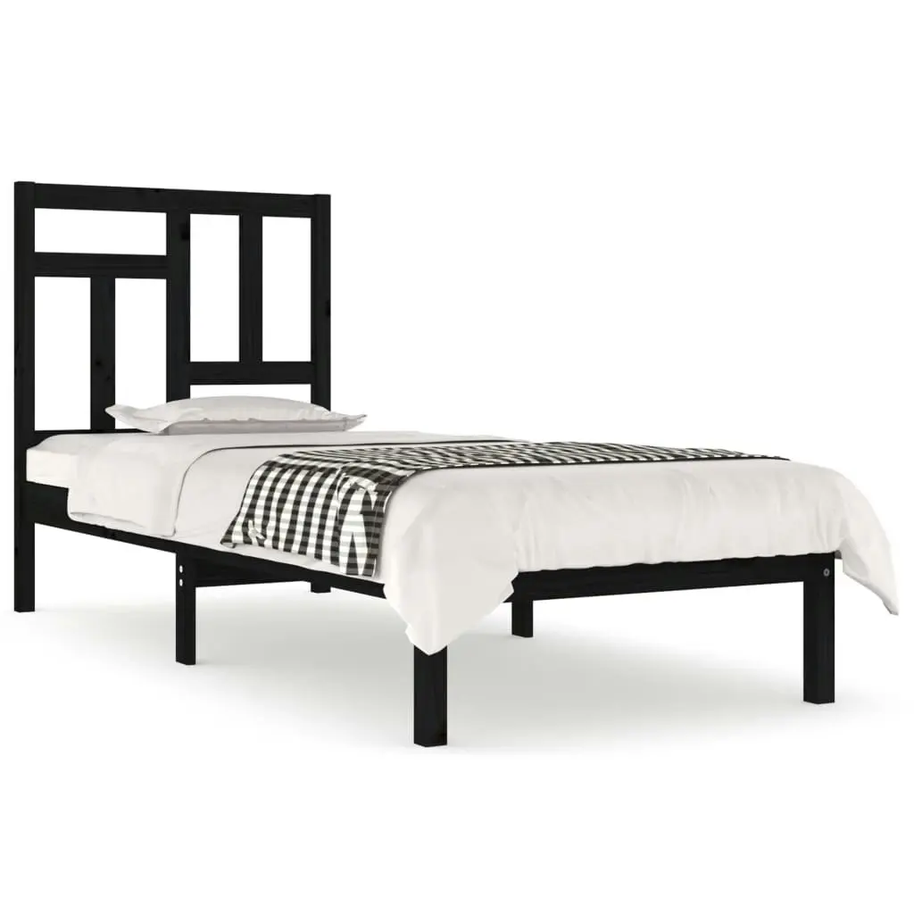 Bed Frame without Mattress Black 90x190 cm Solid Wood Pine 3104512